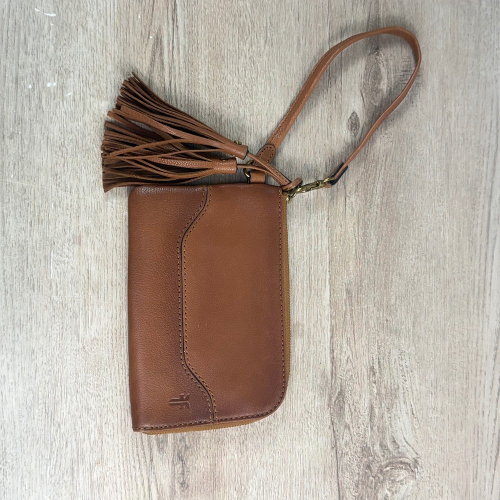 Frye Wristlet Tassel Leather Cognac